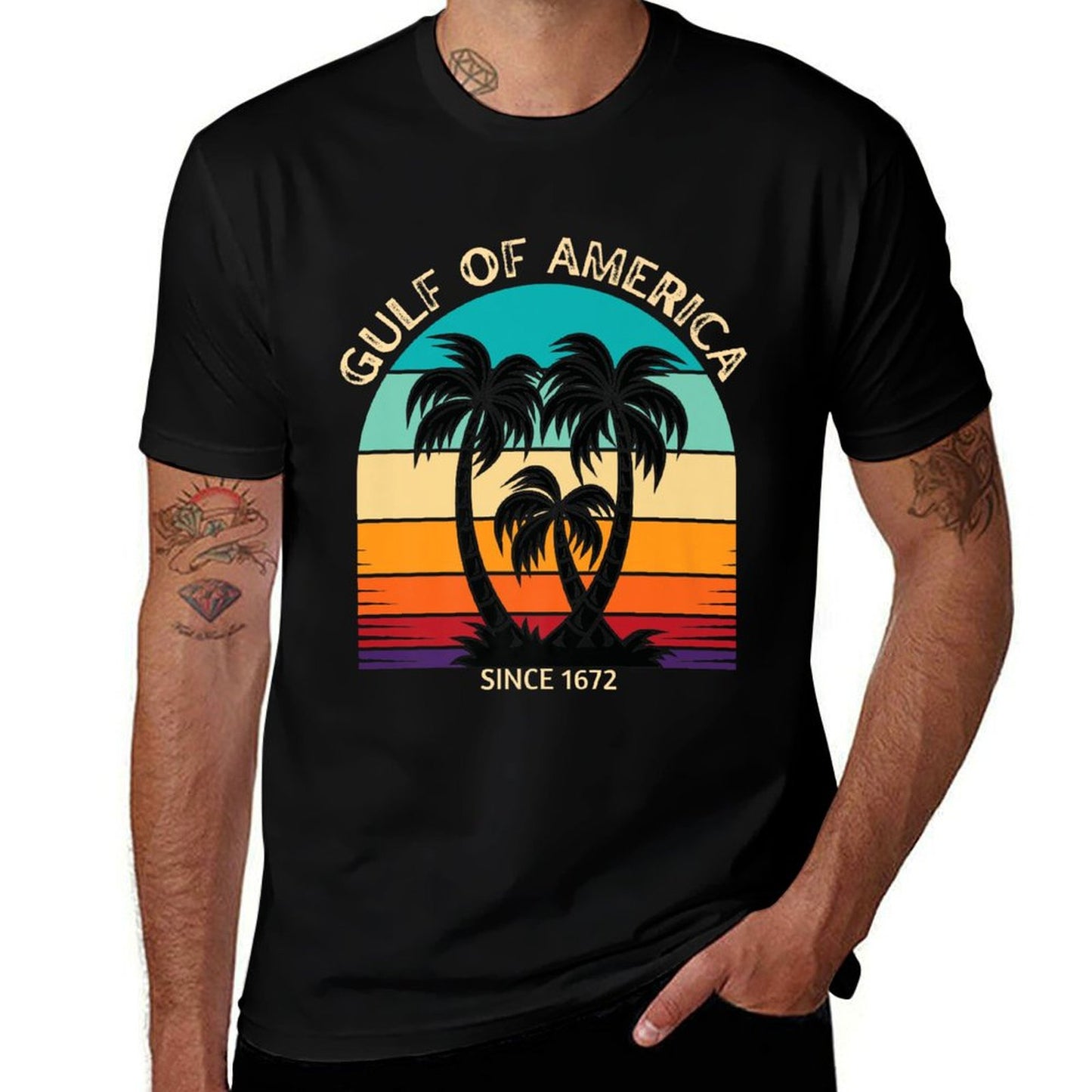 Gulf of USA America Retro Throwback Design Premium Slim-fit Cut T-Shirt