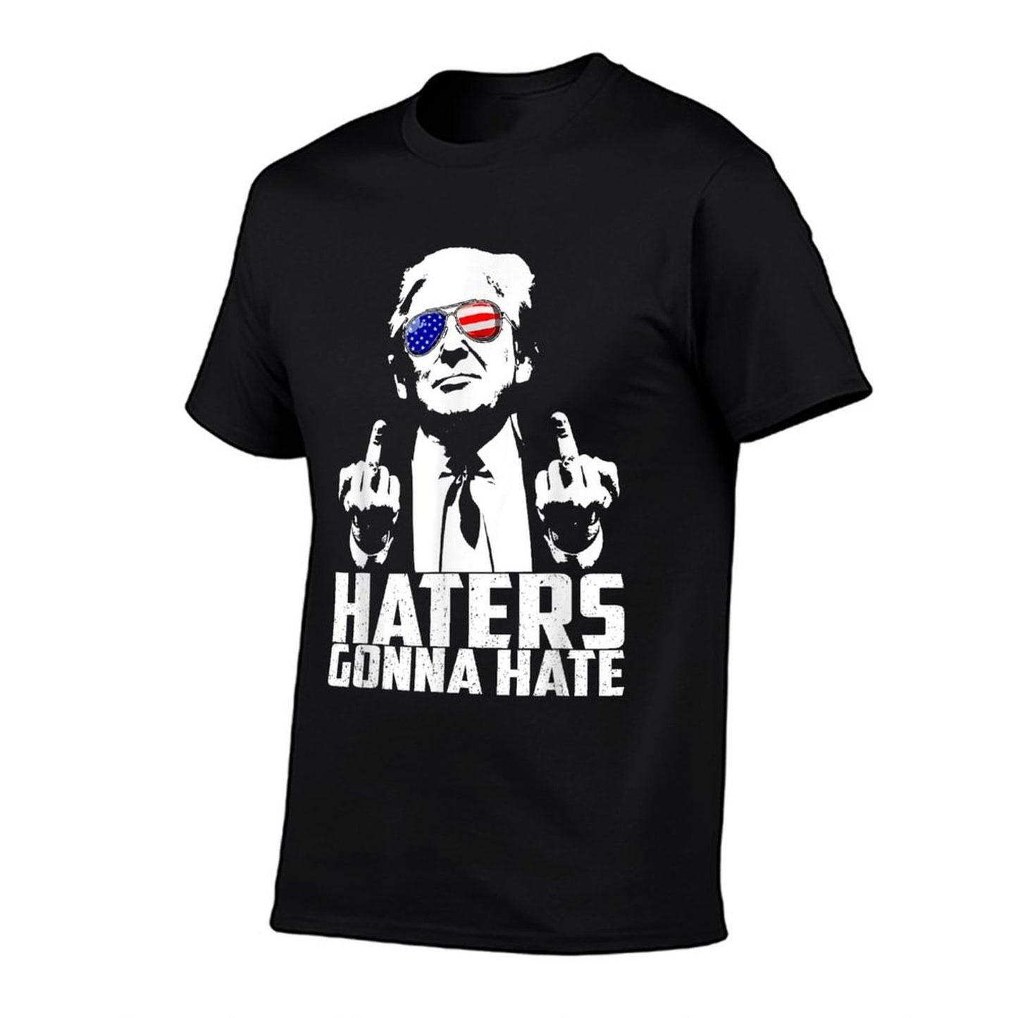 Funny Haters Gonna Hate President Donald Trump Middle Finger  Trendy Pattern T-Shirt