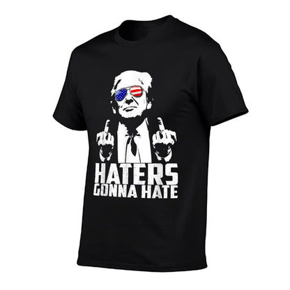 Funny Haters Gonna Hate President Donald Trump Middle Finger  Trendy Pattern T-Shirt