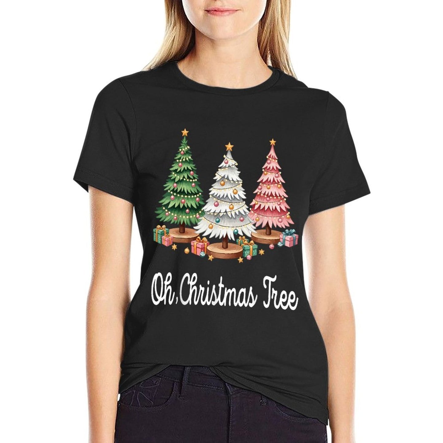 Oh Christmas Tree Holiday Festive Xmas Trees with Lights  Durable T-Shirt