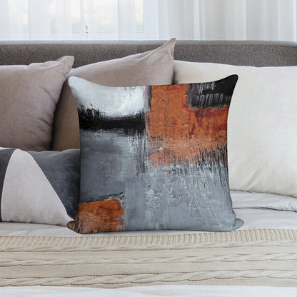 Black Orange Abstract Soft Decorative Cover Throw Pillow