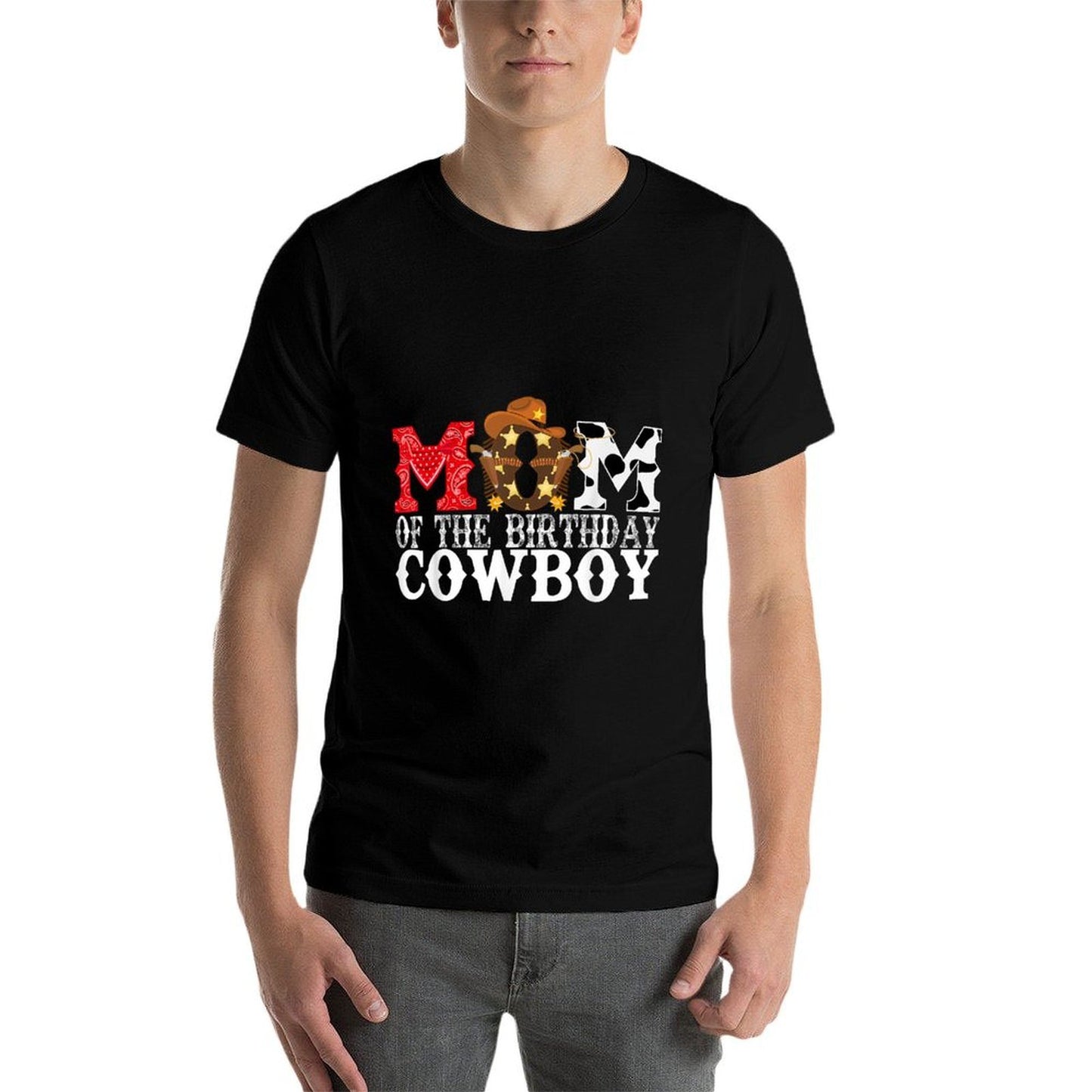 Mom 1st First Birthday Cowboy Western Rodeo Party Matching  Fade-proof Color T-Shirt