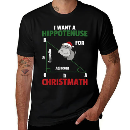 I Want A Hippotenuse For Christmas Cute Hippos  Slim-fit Cut T-Shirt