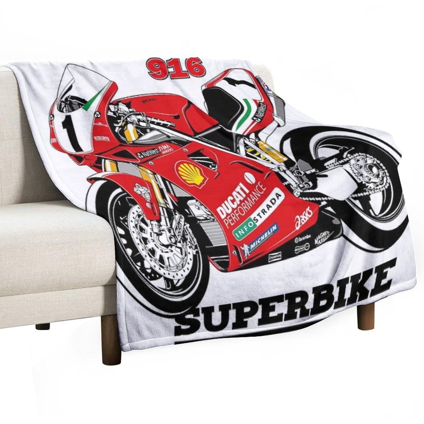 DUCATI 916 Superbike Travel-friendly Throw Blanket