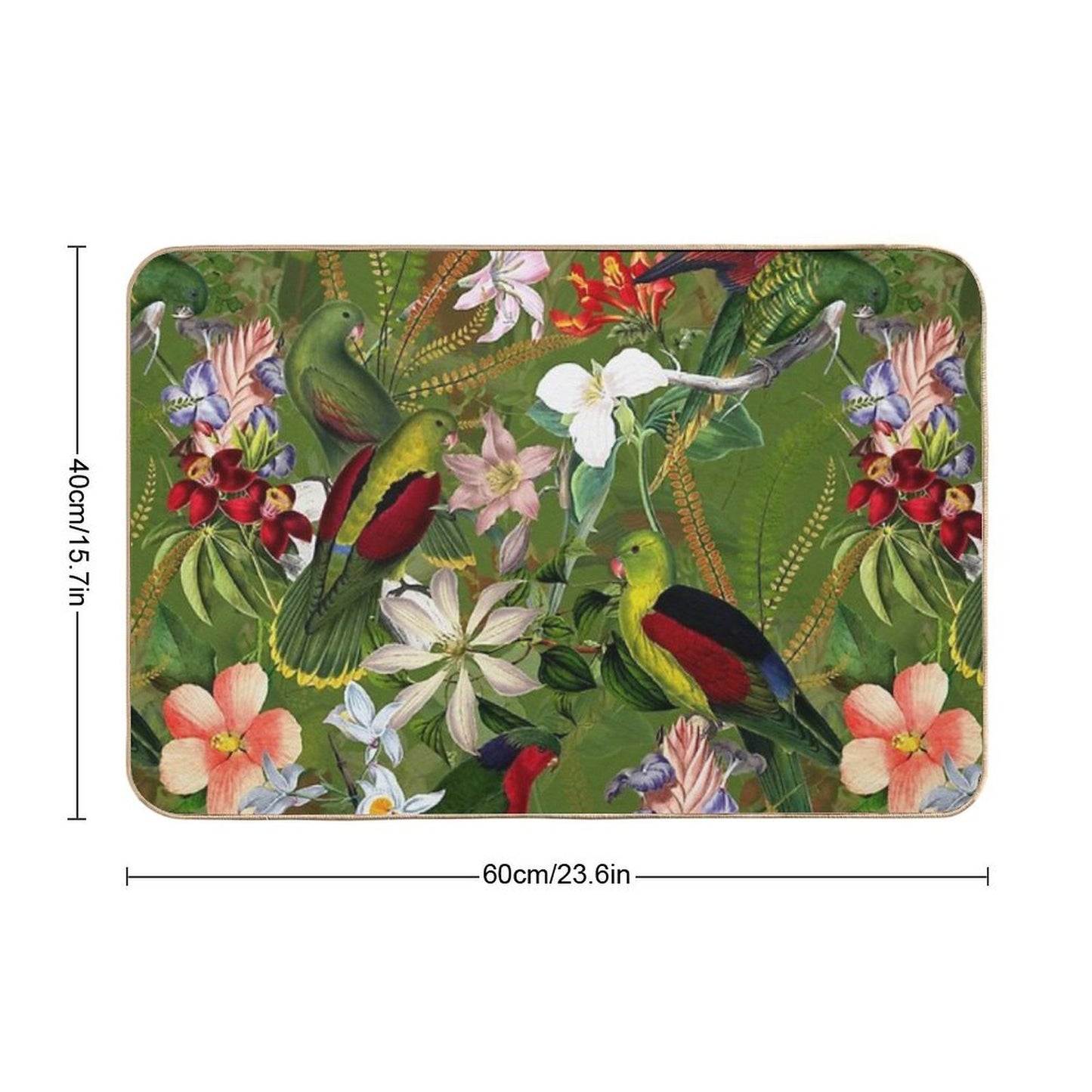 Vintage Parrot Jungle Botanical Garden 3 Nightgarden Durable Bath Mat