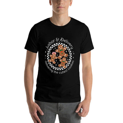 Labor And Delivery Nurse Christmas Gingerbread Man OB Doula  Trendy Pattern T-Shirt