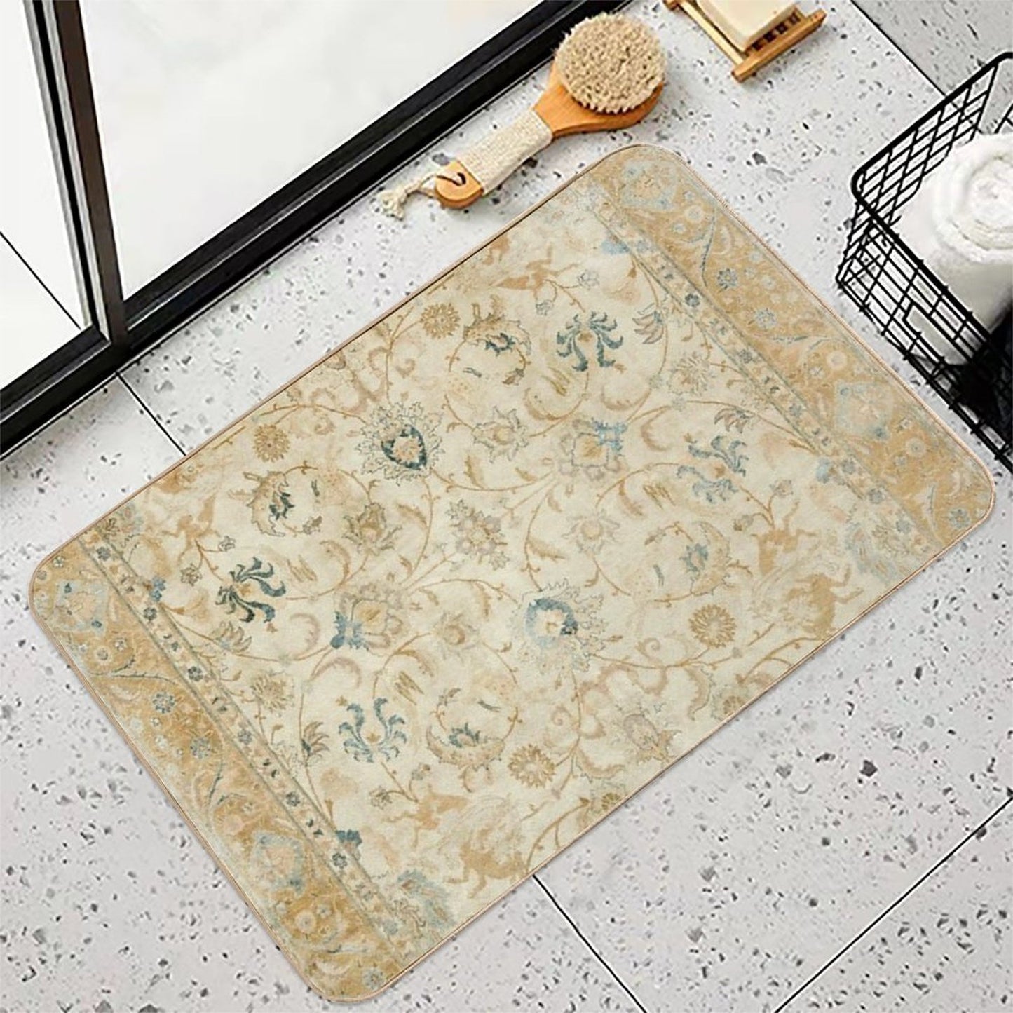 Antique Persian Tabriz  Rug Print  Slip-Resistant Bath Mat