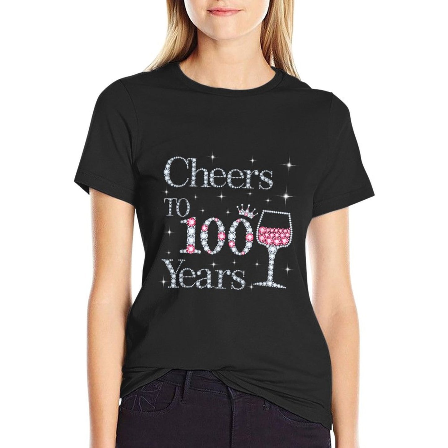 Cheers to 100 Years 1921 100Th Birthday Gift For Womens  Summer-ready Fabric T-Shirt