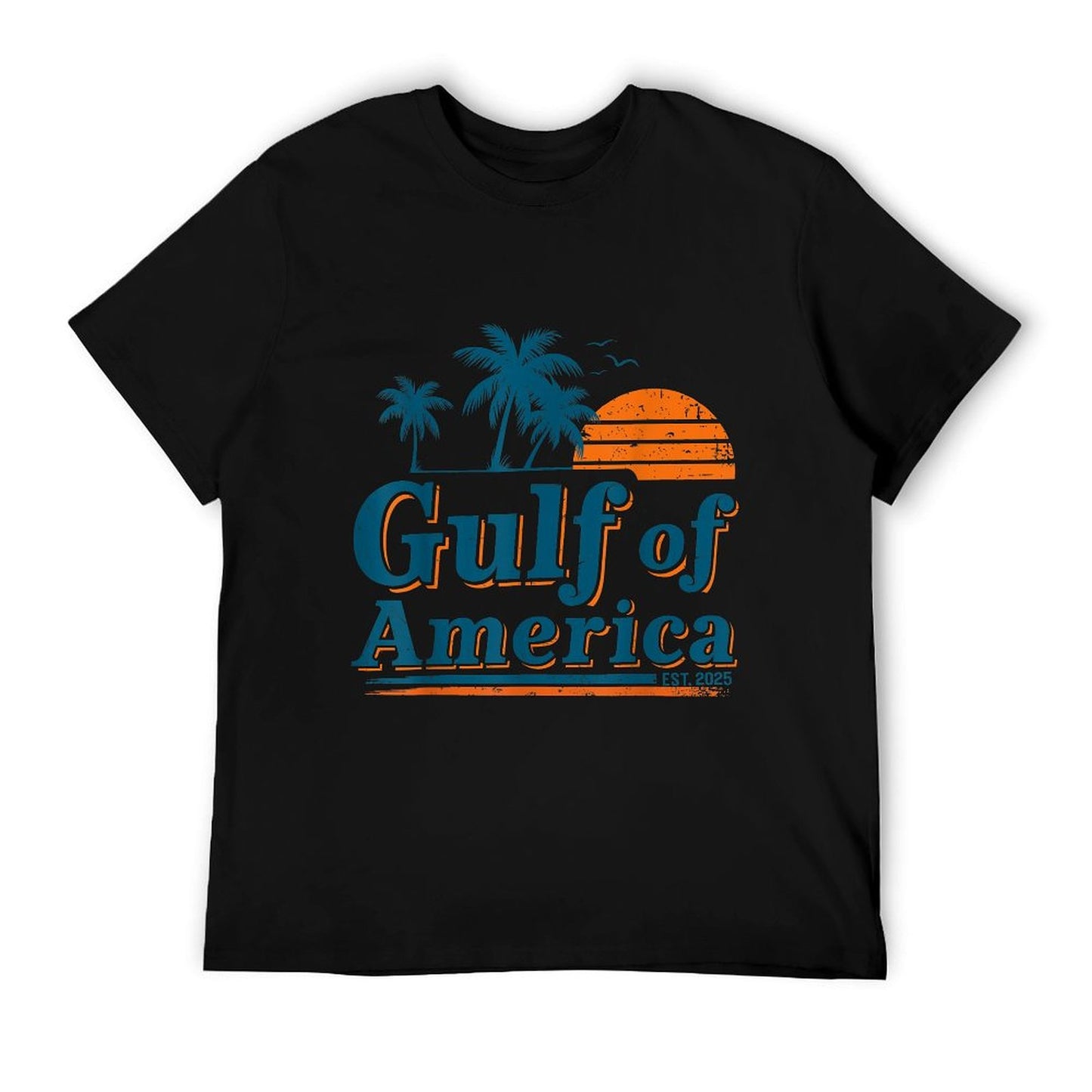 Retro Vintage Gulf Of US America 2025 American Gifts Ribbed Collar T-Shirt