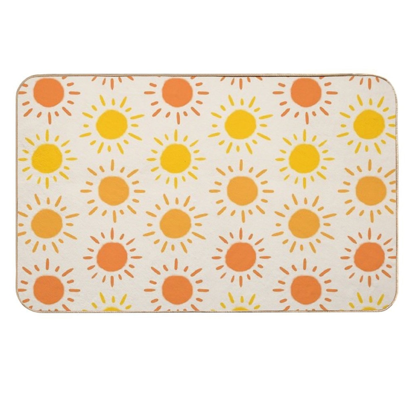 Happy Retro Sun Pattern - Yellow Orange Red Palette  Easy To Clean Bath Mat