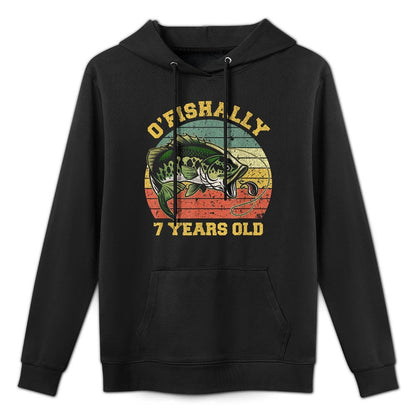 OFishally 7 Years Old Fishing Birthday Theme Party 7th Kangaroo Pocket Hoodie