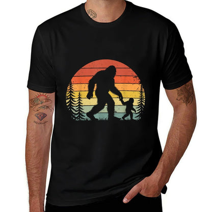 Retro Vintage Bigfoot Dad Fathers Day Father Son Matching  Affordable Price T-Shirt