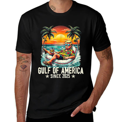 Gulf Of US America Est 2025 Retro Vintage Beach Heathered Texture T-Shirt