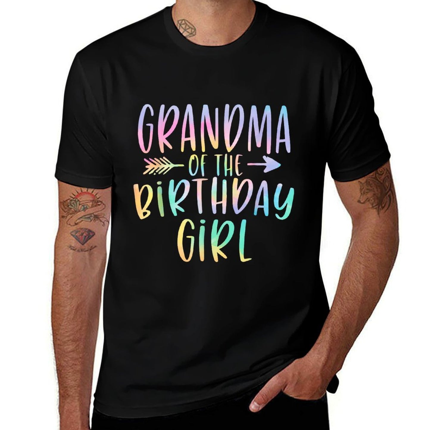 Grandma of The Birthday Girl Tie Dye Colorful Bday  Breathable T-Shirt