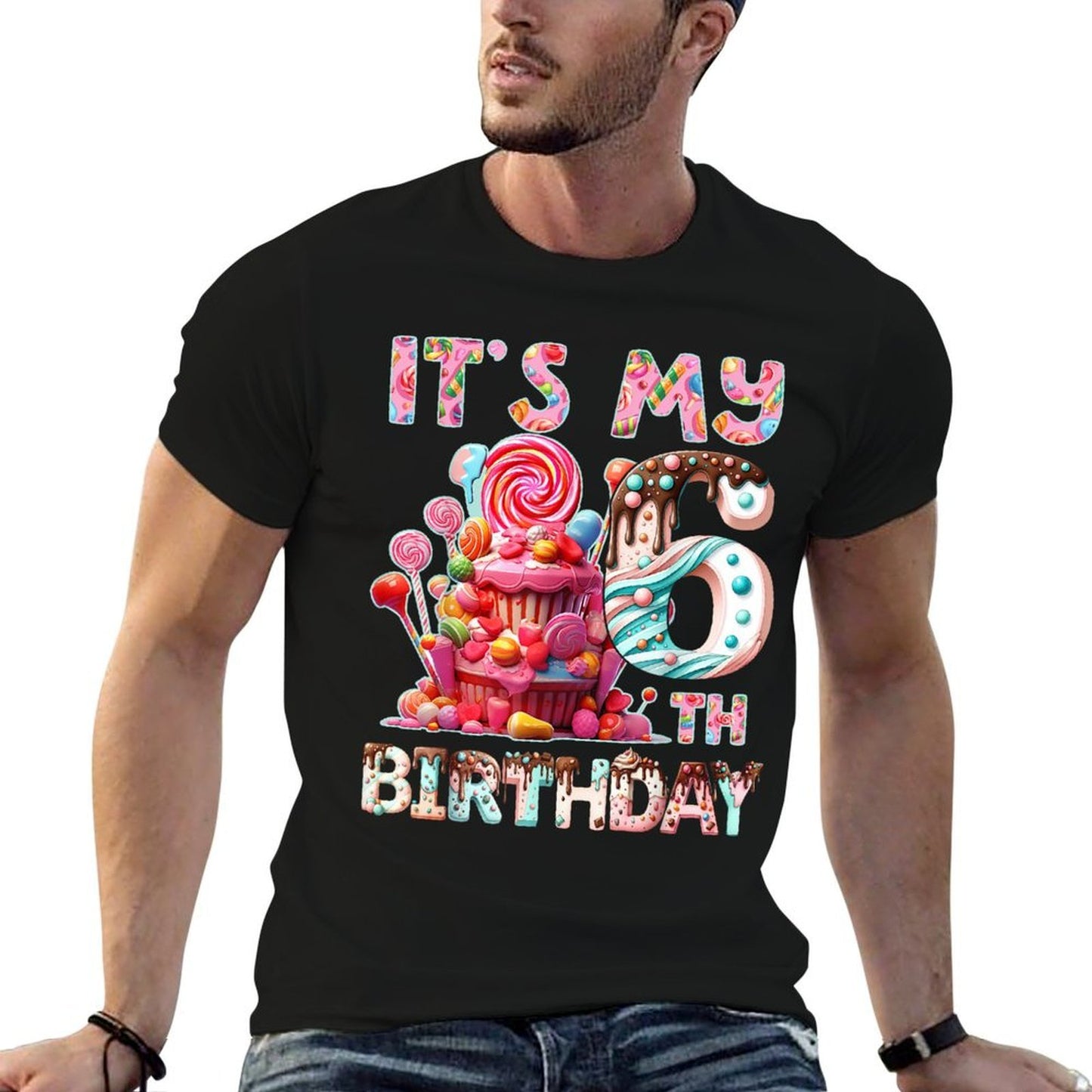 Kids It’s My 6th Birthday 6 Years Old Sweet Candy Bday Party  Moisture-wicking T-Shirt