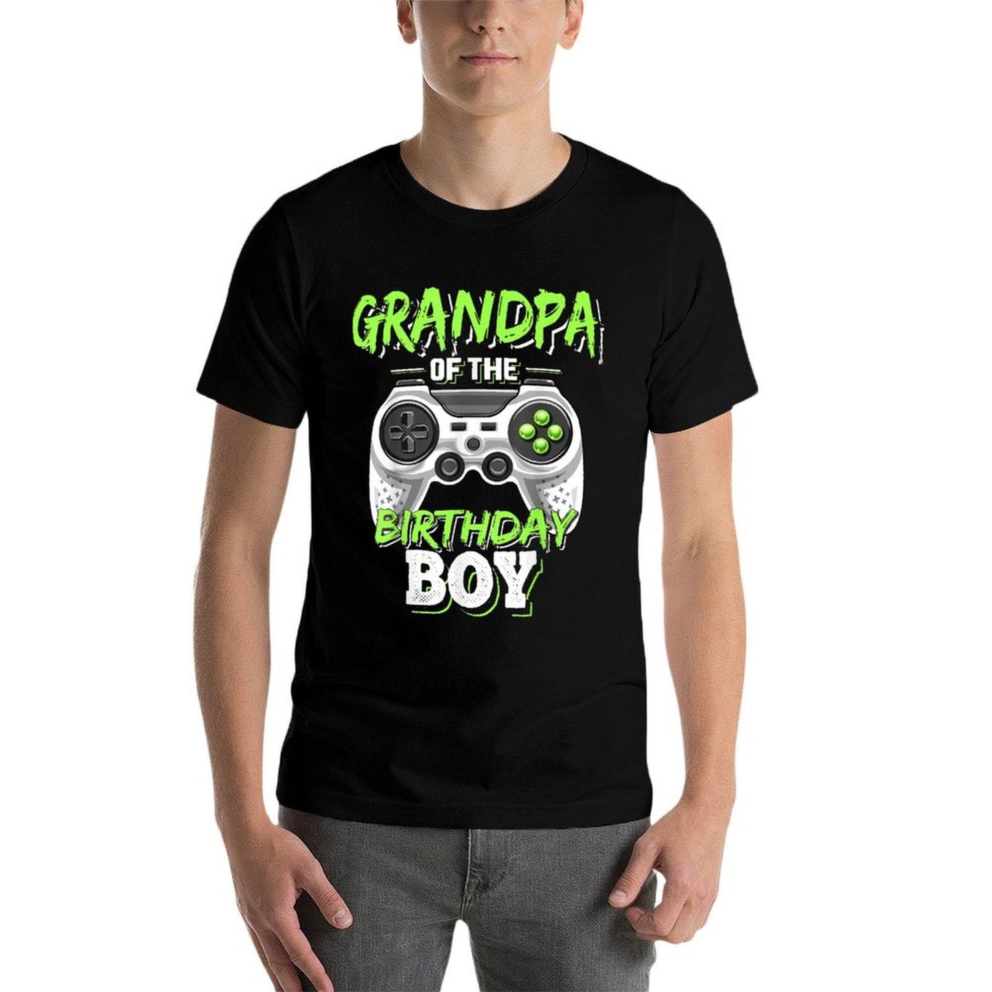 Grandpa of The Birthday Boy Matching Video Game Birthday  Cotton T-Shirt