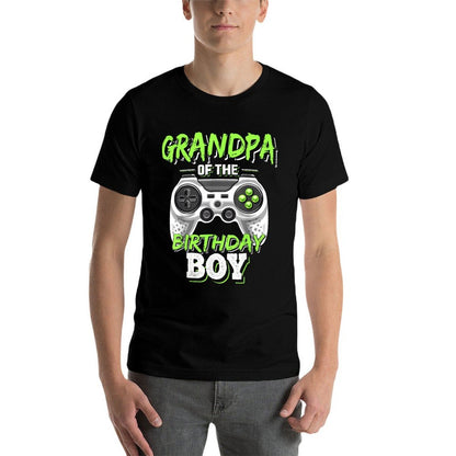 Grandpa of The Birthday Boy Matching Video Game Birthday  Cotton T-Shirt