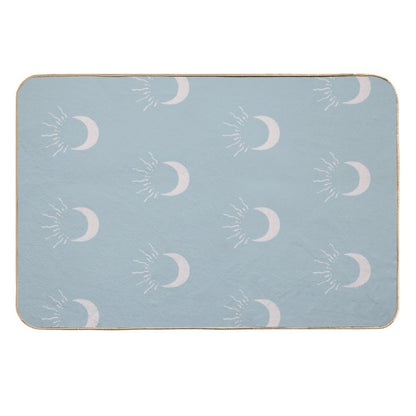 Cute Sun And Moon Design Boho Aesthetic In Muted Colors Sky Blue  Rapid-Drying Bath Mat