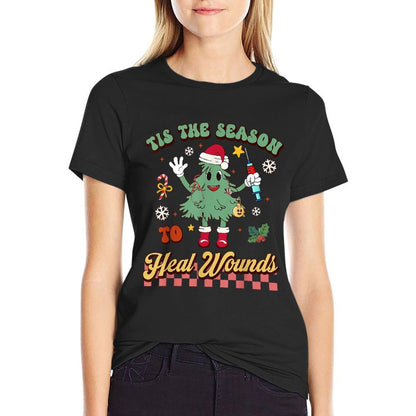 Tis The Season Heal Wound Care Nurse Christmas Ostomy Woc  Stretchy T-Shirt