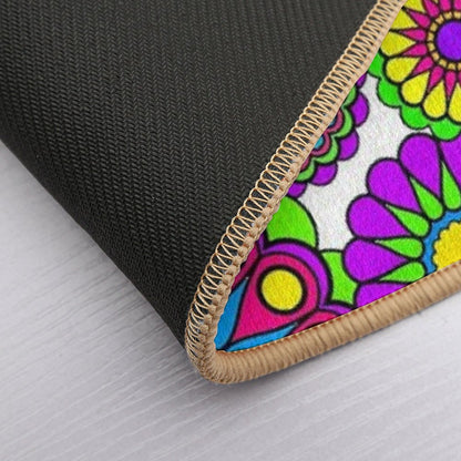 Happy Hippy Flowers  Fade-Resistant Bath Mat