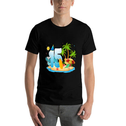 Kids 15th Birthday Beach Summer Vacation 15 Year Old Party  Stretchy T-Shirt