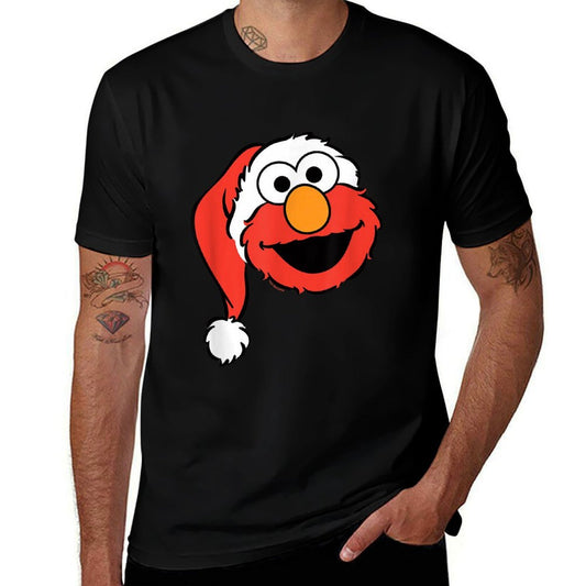 Sesame Street Christmas Santa Hat Elmo Face  Durable T-Shirt