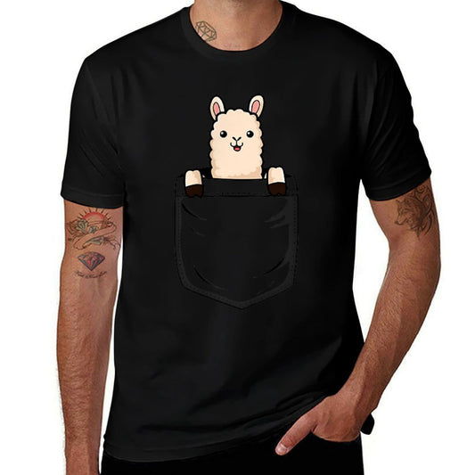 Llama Lovers Cute Funny Llama In Pocket  Lightweight T-Shirt