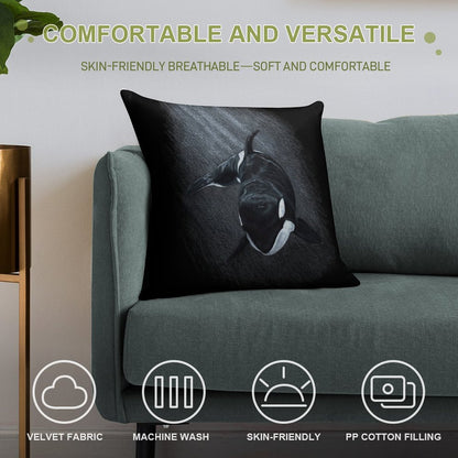 White Whale - Orca Soft Short Plush Fabric Throw Pillow