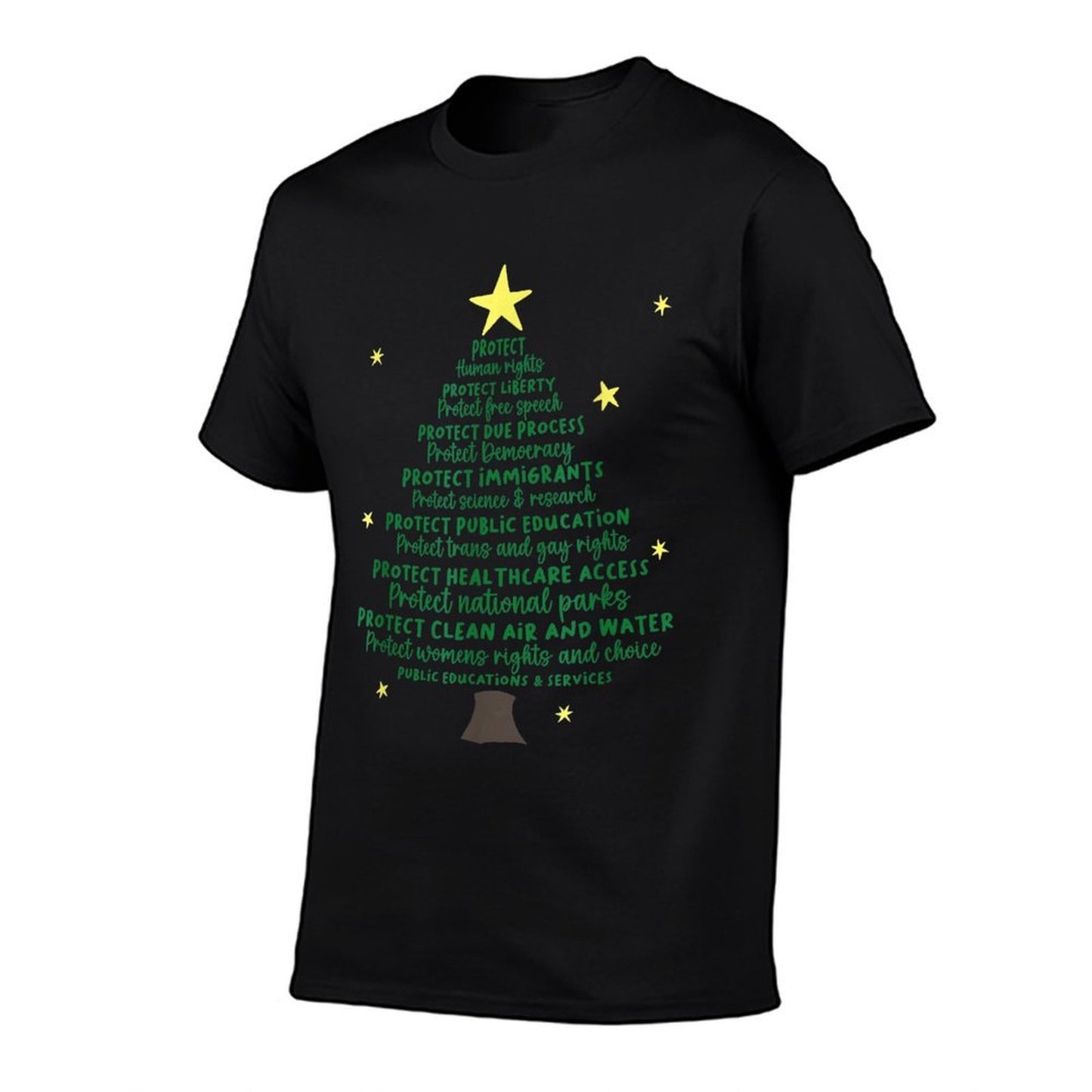 Protect Democracy Christmas Tree Anti Trump  Easy-care T-Shirt
