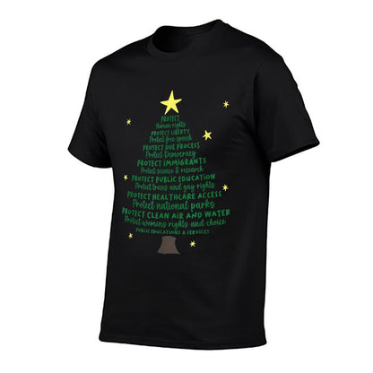 Protect Democracy Christmas Tree Anti Trump  Easy-care T-Shirt
