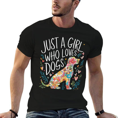 Dog Cute Just A Girl Who Loves Dogs  Polyester Blend T-Shirt