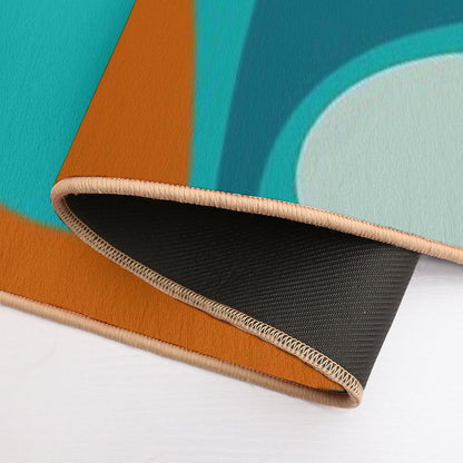 Groove Trip Teal Orange Turquoise Abstract Pattern  Toxin-Free Bath Mat