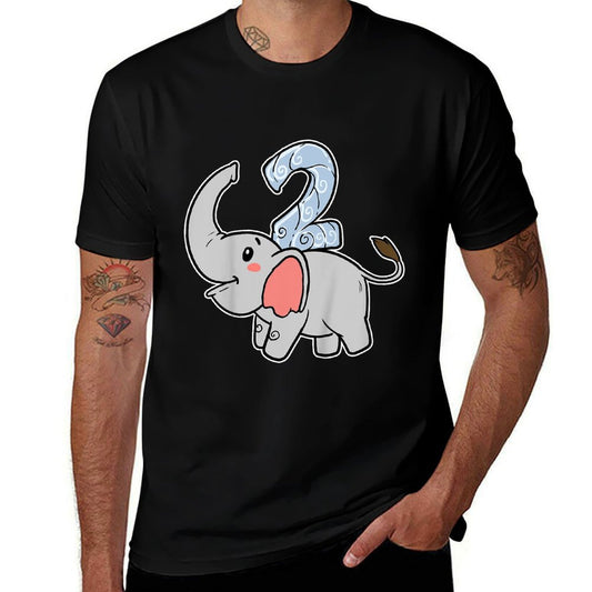 Kids Happy Birthday Party 2 Two Years Elephant Second Year Birth  Breathable T-Shirt
