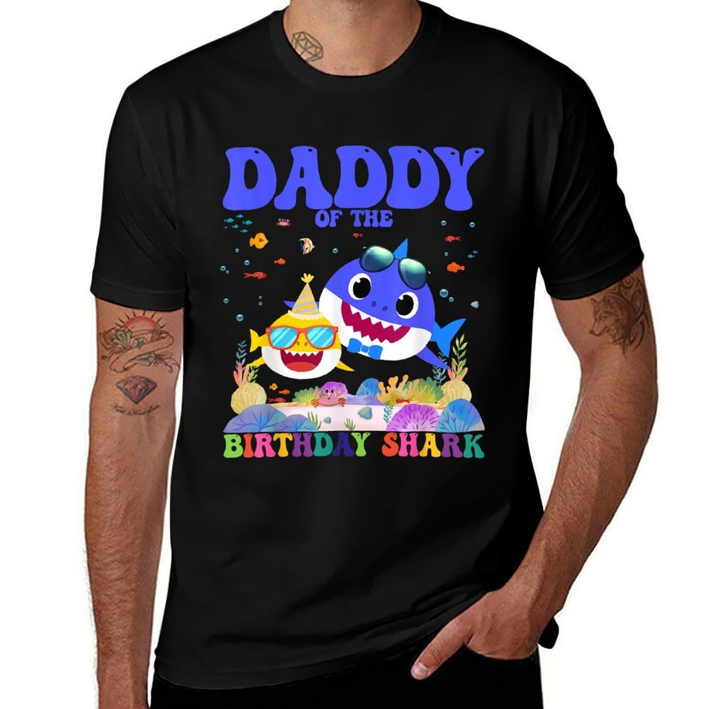 Funny Daddy Of The Birthday Shark Kids Family Bday Matching  Versatile T-Shirt