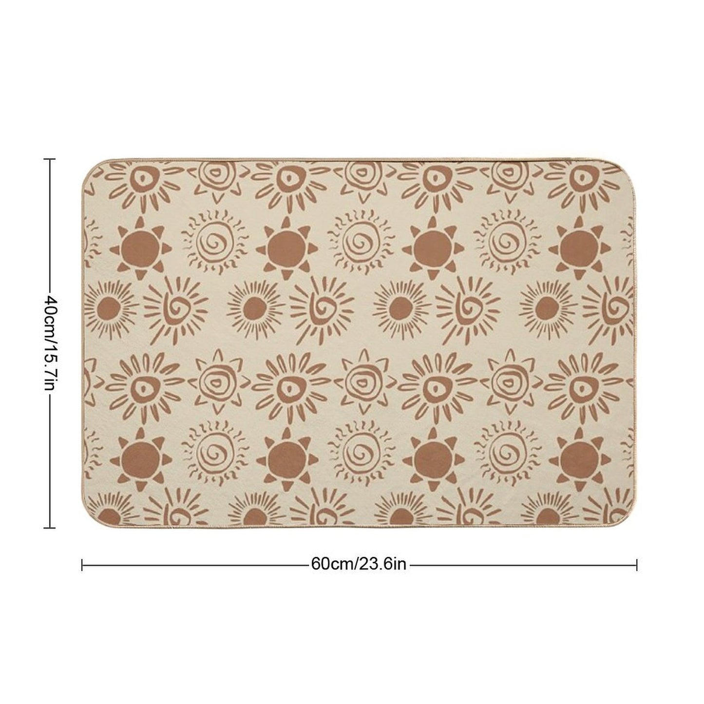 Magical Sun Bohemian Dreamy Aesthetic In Muted Colors Brown & Muted Yellow  Odorless Bath Mat