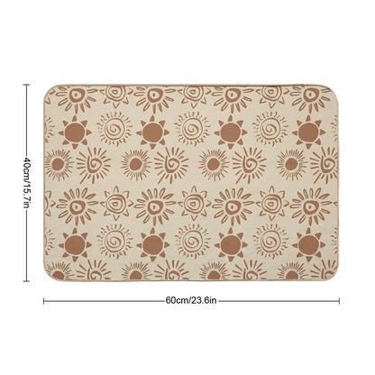 Magical Sun Bohemian Dreamy Aesthetic In Muted Colors Brown & Muted Yellow  Odorless Bath Mat