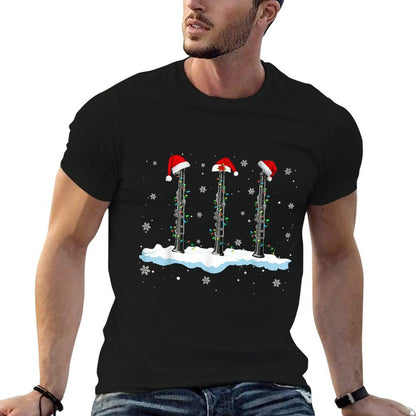 Santa Oboe Christmas Lights Funny Oboe Lover Gifts  Stretchy T-Shirt