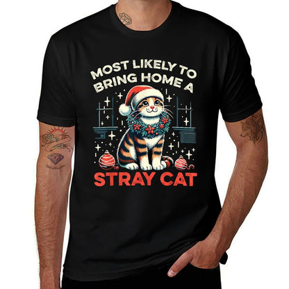 Most Likely To Bring Home A Stray Cat Matching Christmas  Oversized Silhouette T-Shirt