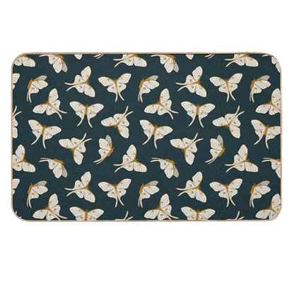 Luna Moth - Gold on Dark Teal  Easy To Clean Bath Mat