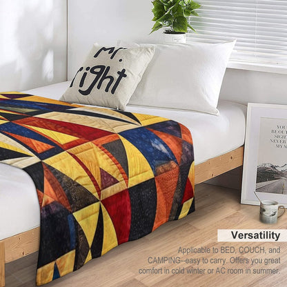 Block Quilt Pattern Eco-conscious Throw Blanket