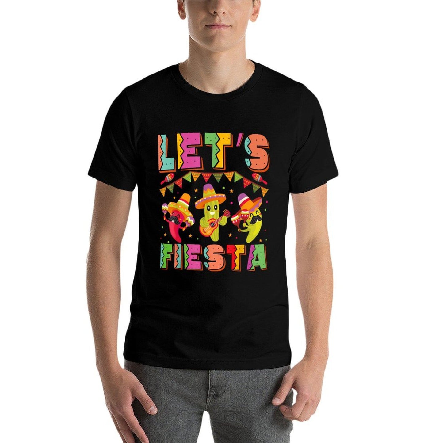 Let's Fiesta Mexico Fiesta Taco Guitar Cinco De Mayo  Trendy Pattern T-Shirt