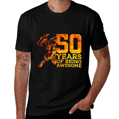 50 YEARS OF BEING AWESOME FIREFIGHTER 50TH BIRTHDAY  Versatile T-Shirt