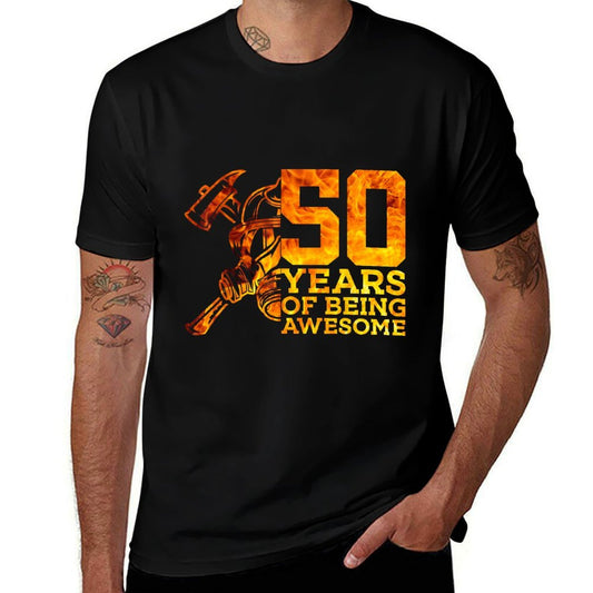 50 YEARS OF BEING AWESOME FIREFIGHTER 50TH BIRTHDAY  Versatile T-Shirt