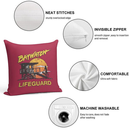 Baywatch Lifeguard Sunset 1989 Soft Skin-Friendly Throw Pillow