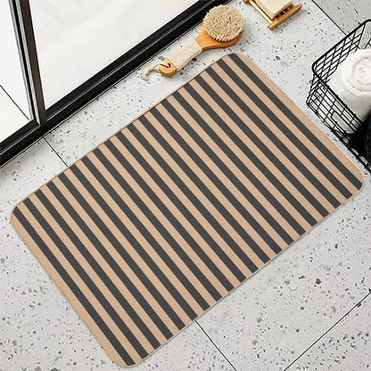 Black And Beige Stripped Pattern  Dirt-Trapping Bath Mat