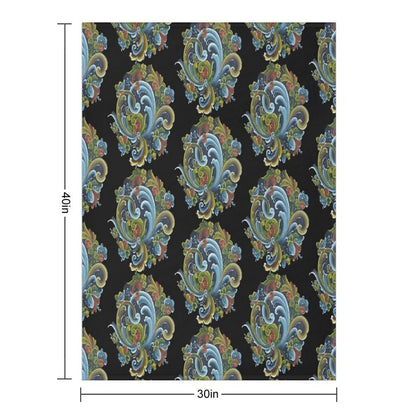 Traditional Norwegian Telemark Rosemaling Velvety-soft Throw Blanket