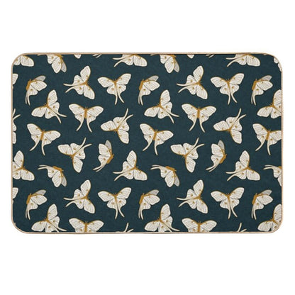 Luna Moth - Gold on Dark Teal  Easy To Clean Bath Mat