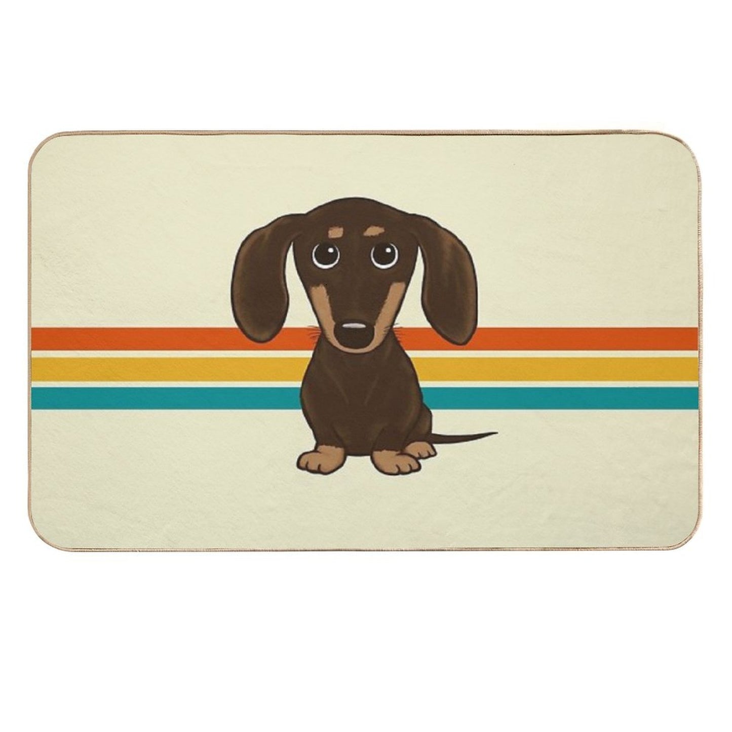 Cute Chocolate Dachshund  Cartoon Wiener Dog  Fade-Resistant Bath Mat