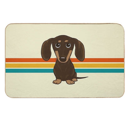 Cute Chocolate Dachshund  Cartoon Wiener Dog  Fade-Resistant Bath Mat