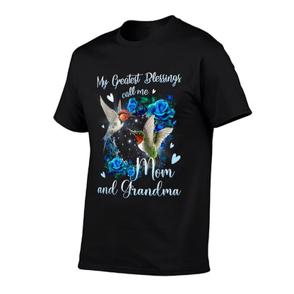 My Greatest Blessing Call Me Mom And Grandma Hummingbird  Oversized Silhouette T-Shirt